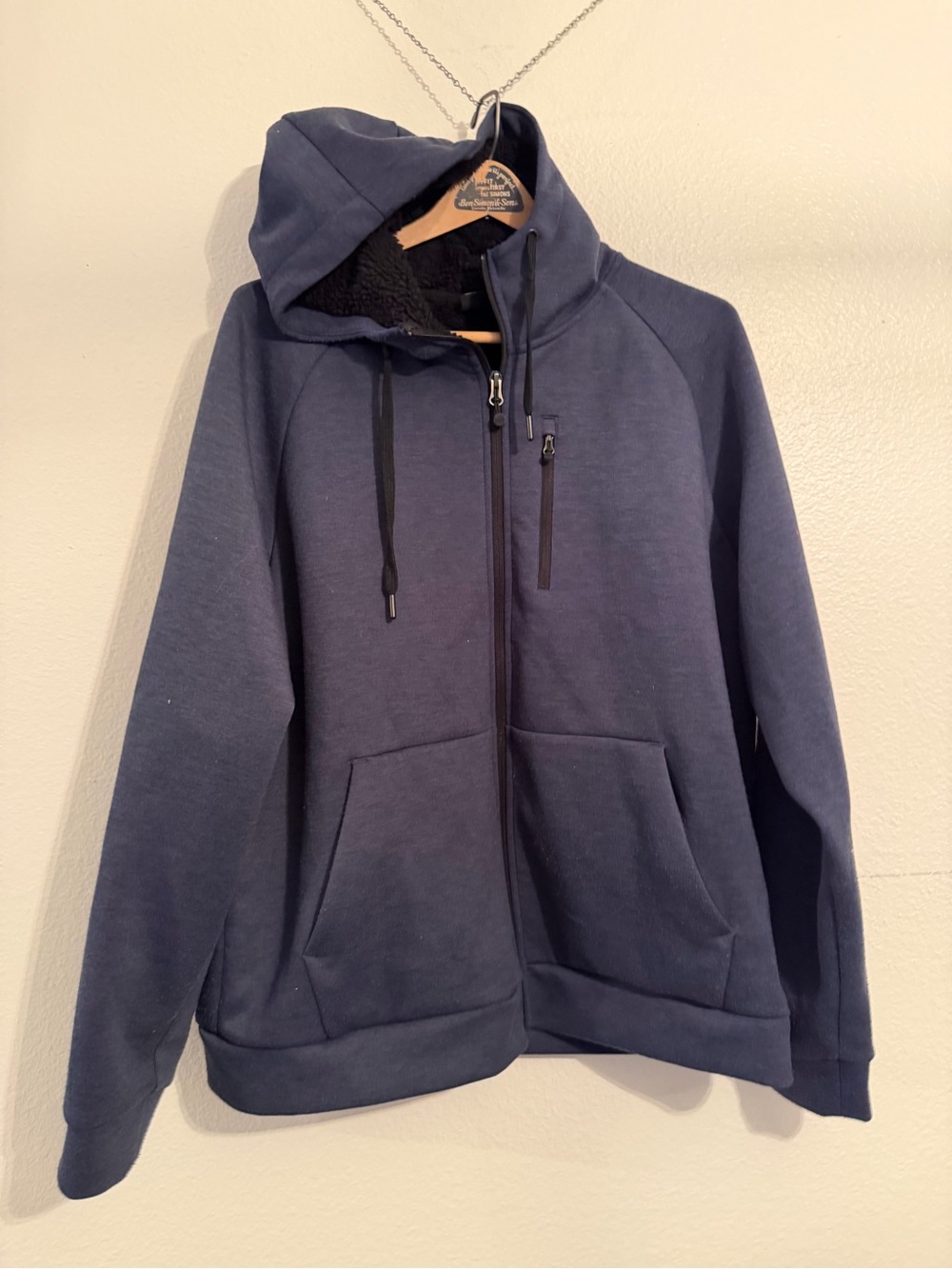 32 Degrees Men's Navy Full-Zip Hooded Sweater with Chest Zip